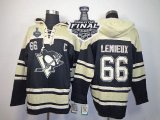 Men NHL Pittsburgh Penguins #66 Mario Lemieux Black Sawyer Hooded Sweatshirt 2017 Stanley Cup Final Patch Stitched NHL Jersey