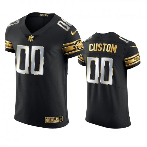 Detroit Lions Custom Black Golden Edition Elite Jersey - Men\'s