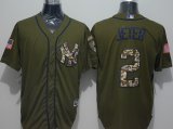 Men MLB New York Yankees #2 Derek Jeter Green Salute to Service Cool Base Jerseys