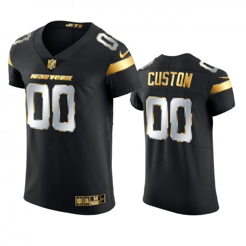 New York Jets Custom Black 2020-21 Golden Edition Elite Jersey - Men\'s