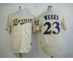 mlb milwaukee brewers #23 weeks cream jerseys