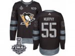 Men's Adidas Pittsburgh Penguins #55 Larry Murphy Premier Black 1917-2017 100th Anniversary 2017 Stanley Cup Final NHL Jersey