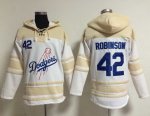 mlb los angeles dodgers #42 robinson white pullover hooded sweatshirt