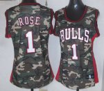women nba chicago bulls #1 rose camo jerseys