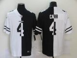 Men Oakland Raiders #4 Derek Carr Black And White Limited Split Fashion Football Jersey