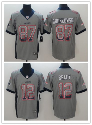 Football New England Patriots Stitched Grey Drift Fashion Limited Jersey