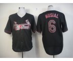 mlb st.louis cardinals #6 musial black jerseys [fashion]