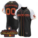 Custom Houston Astros 2023 Champions Black White Orange Authentic Stitched Jerseys