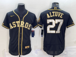 Men's Houston Astros #27 Jose Altuve Black Gold Flex Base Stitched Jerseys