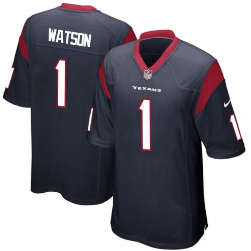 Men\'s NFL Houston Texans #1 Deshaun Watson Nike Navy 2017 Draft Pick Game Jersey