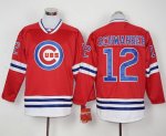 mlb chicago cubs #12 kyle schwarber red long sleeve jerseys