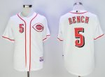 Men's MLB Cincinnati Reds #5 Johnny Bench White Cool Base Jerseys