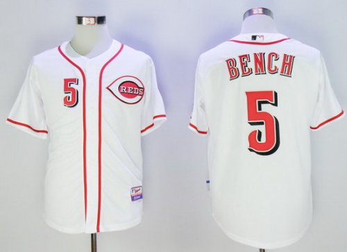 Men\'s MLB Cincinnati Reds #5 Johnny Bench White Cool Base Jerseys