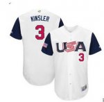 Men's USA Baseball #3 Ian Kinsler Majestic White 2017 World Baseball Classic Stitched Jersey