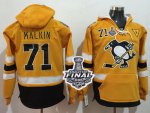 Men NHL Pittsburgh Penguins #71 Evgeni Malkin Gold Sawyer Hooded Sweatshirt 2017 Stadium Series Stanley Cup Final Patch Stitched NHL Jersey