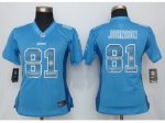 Women Nike Carolina Panthers #81 Johnson Blue Strobe Jerseys