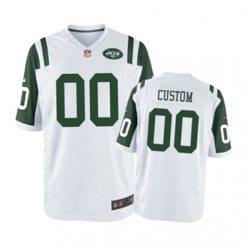 New York Jets #00 Custom White Nike Game Jersey - Men\'s