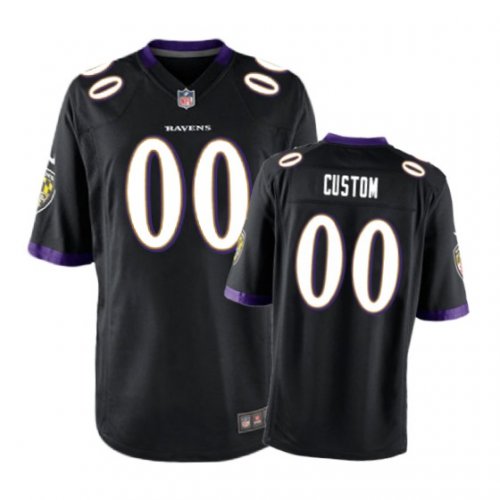Baltimore Ravens #00 Custom Black Nike Game Jersey - Men\'s