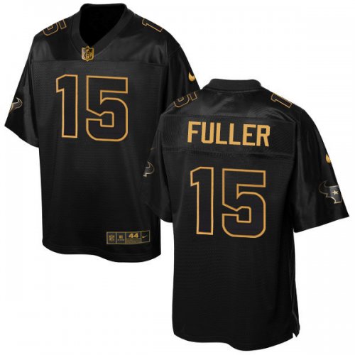 Men\'s Nike Houston Texans #15 Will Fuller Elite Black Pro Line Gold Collection NFL Jersey