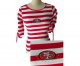 san francisco 49ers ladies striped boat neck three-quarter sleev