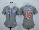 women mlb chicago cubs #17 kris bryant grey majestic cool base jerseys