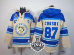 Men NHL Pittsburgh Penguins #87 Sidney Crosby Cream Sawyer Hooded Sweatshirt 2017 Stanley Cup Final Patch Stitched NHL Jersey