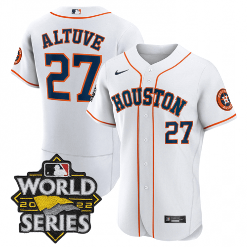 Men\'s Houston Astros #27 Jose Altuve White Stitched World Series Flex Base Jersey
