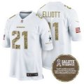 Men's Nike Dallas Cowboys #21 Ezekiel Elliott White Salute To Service Limited NFL Jerseys