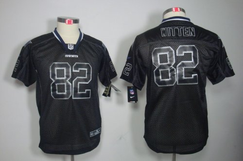 nike youth nfl dallas cowboys #82 witten elite black [lights out