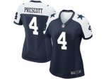 Women's Nike Dallas Cowboys #4 Dak Prescott Navy Blue Thanksgiving Throwback Stitched NFL Jersey