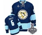 Men's Reebok Pittsburgh Penguins #6 Trevor Daley Authentic Navy Blue Third Vintage 2017 Stanley Cup Final NHL Jersey