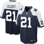 Youth Nike Dallas Cowboys #21 Ezekiel Elliott Navy Blue Thanksgiving Throwback Limited NFL Jerseys