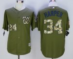 mlb washington nationals #34 bryce harper majestic green camo cool base jerseys