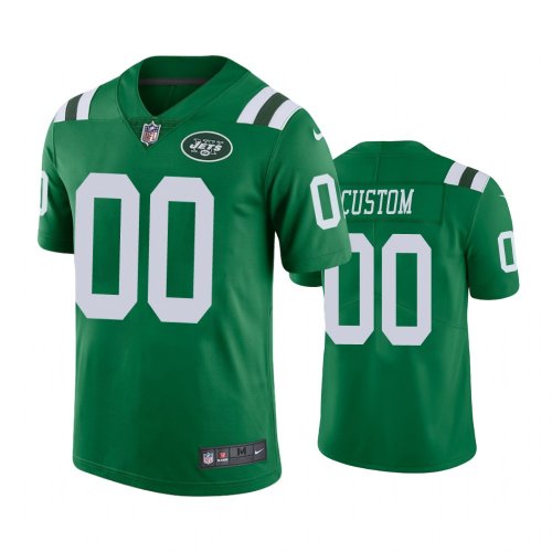 New York Jets #00 Men\'s Green Custom Color Rush Limited Jersey