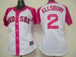 women mlb Boston Red Sox #2 ellsbury white and pink cheap jersey