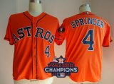 Men Houston Astros #4 George Springer Orange 2017 World Series Champions Patch MLB Jersey
