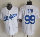 mlb majestic los angeles dodgers #99 hyun-jin ryu white new cool base jerseys