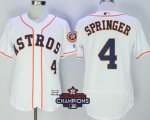 Men MLB Houston Astros #4 George Springer White 2017 World Series Champions Flex Base Jersey