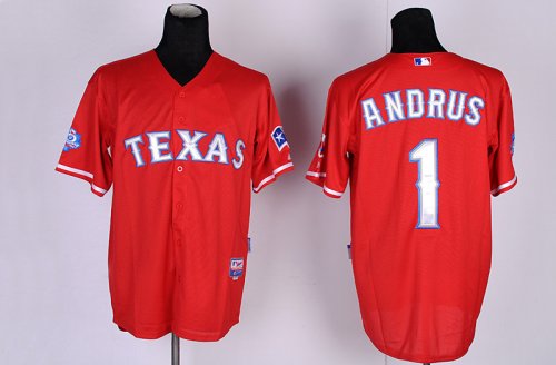 mlb texas rangers #1 andrus red jerseys [cool base 40th annivers