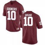 Men's #10 Theo Wease Oklahoma Sooners Crimson Football College Jersey