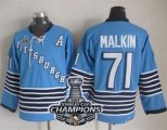 Men Pittsburgh Penguins #71 Evgeni Malkin Light Blue CCM Throwback 2017 Stanley Cup Finals Champions Stitched NHL Jersey