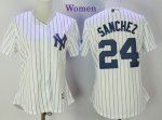 Women MLB New York Yankees #24 Gary Sanchez Majestic Home White Cool Base Jerseys
