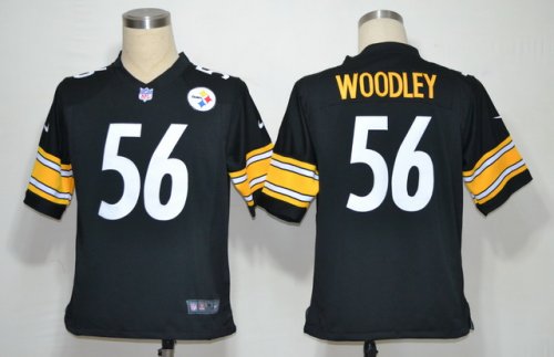 nike nfl pittsburgh steelers #56 woodley black jerseys [game]