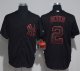 Men MLB New York Yankees #2 Derek Jeter Majestic Black Fashion Cool Base Jerseys