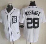 mens mlb detroit tigers #28 j.d. martinez white majestic new cool base stitched baseball jerseys