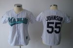 Baseball Jerseys Florida Marlins #55 johnson white[black strip]