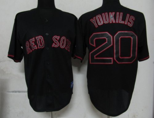 MLB Jerseys Boston Red Sox #20 Youkilis Black (Fashion Jerseys)