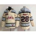 mlb jerseys san francisco giants #28 posey cream pullover hooded sweatshirt
