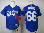 youth mlb los angeles dodgers #66 puig blue cool base jerseys