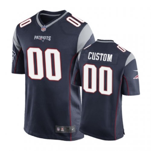 New England Patriots #00 Custom Navy Nike Game Jersey - Men\'s